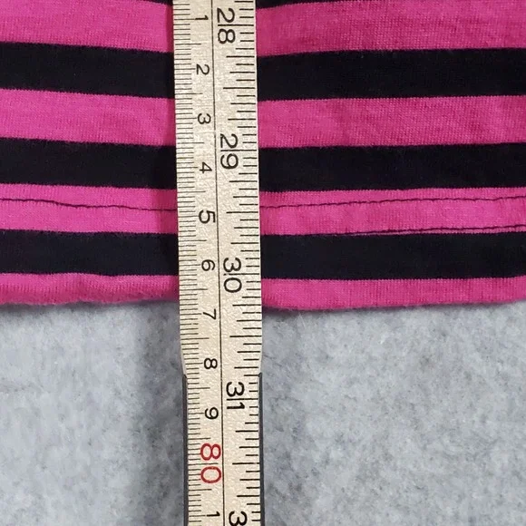 Pink Dolphin Men Medium Striped Long Sleeve Knit Shirt Pink Black Y2K Streetwear - Picture 6 of 8